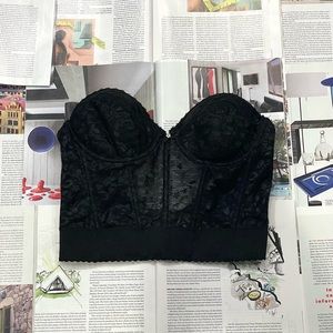 Lace 90s style black bustier/corset top